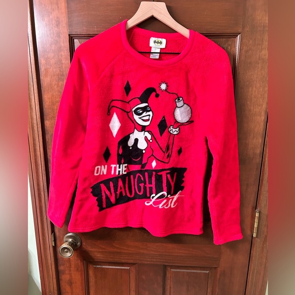 Warner Bros. Other - WARNER BROS Harley Quinn Cute Christmas Pajama top. Size Jrs L